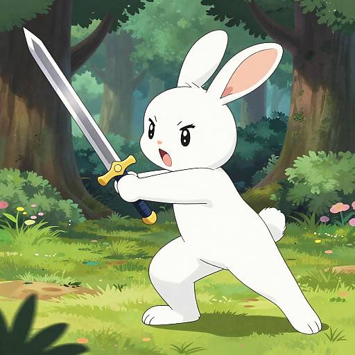 Anime Bunny Warrior in Action