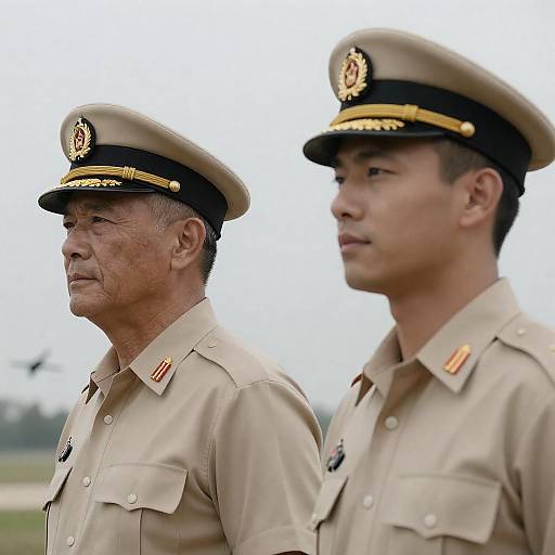 Two Male Military Officers in Profile