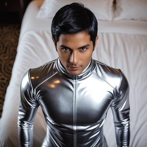 Man in Silver Form-Fitting Cosplay Suit