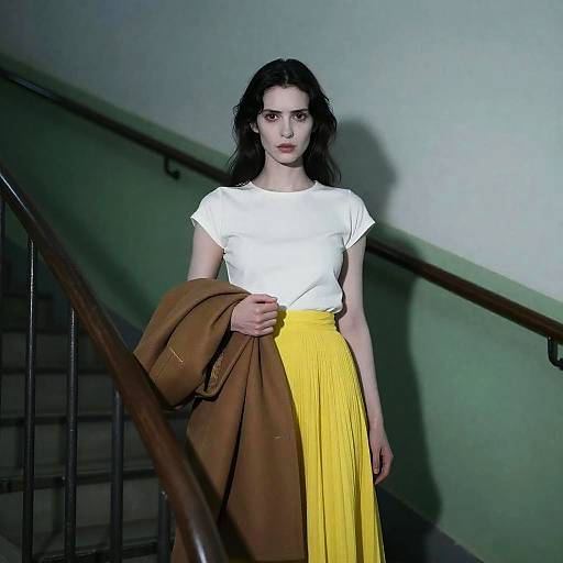 Intense Portrait on a Curved Staircase