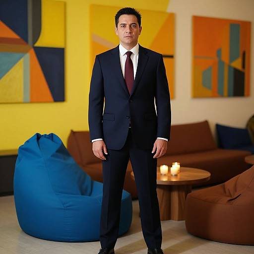 Man in Modern Vibrant Lounge