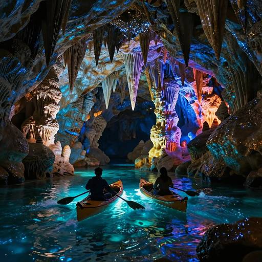Canoe Through Luminous Crystal Cavern