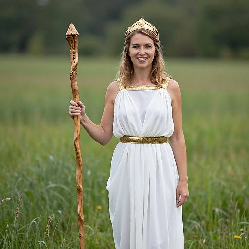 Woman as Artemis in Green Field