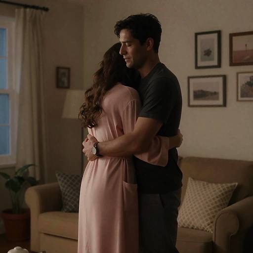 Intimate Embrace in a Cozy Living Room