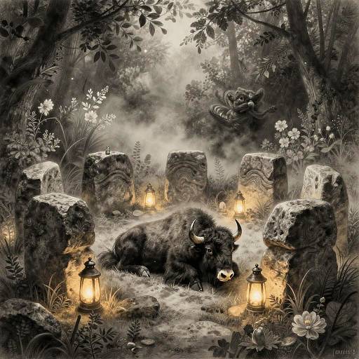 Wise Bison Sage in Mystic Stone Circle