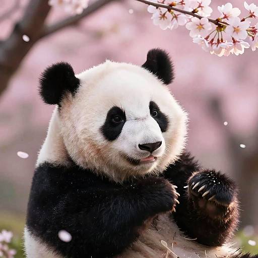 Dreamy Baby Panda with Cherry Blossoms