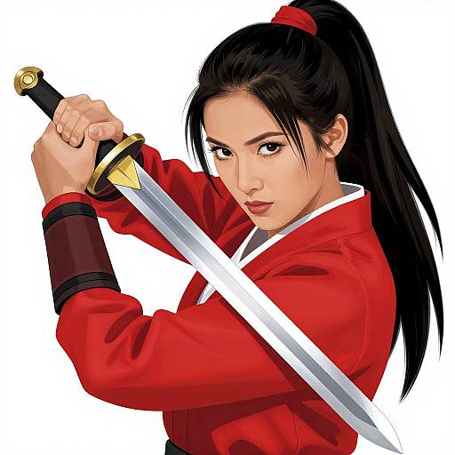 Woman Warrior with Sword Clipart