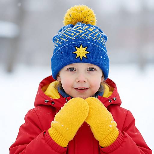 Winter Child Portrait with Colorful Outfit