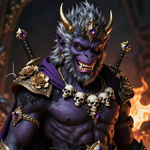 Purple Demon Warrior Statue