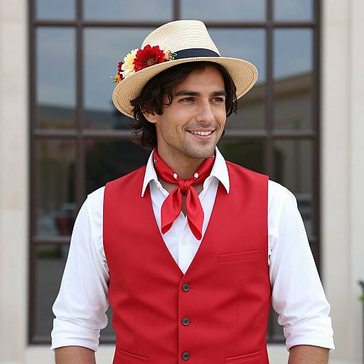 Confident Man in Vibrant Red Attire