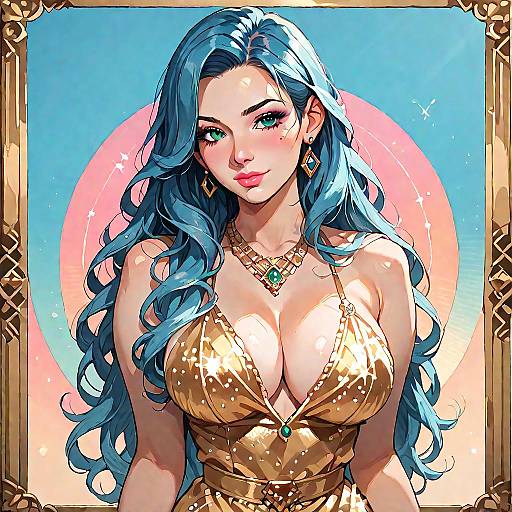 Elegant Golden Evening Gown Portrait