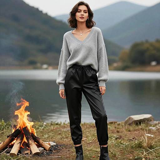 Casual Chic Woman by Mountain Lake