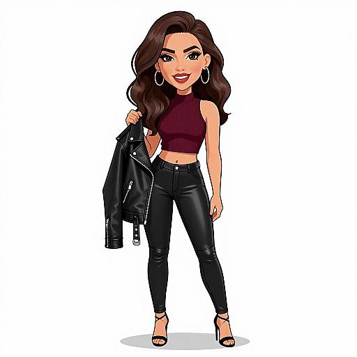 Edgy Woman in Stylish Biker Outfit