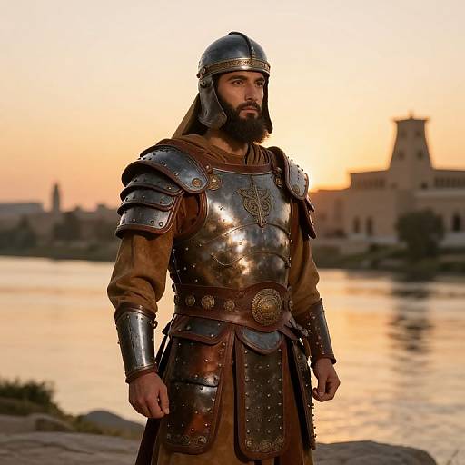 Heroic Mesopotamian Warrior at Sunset