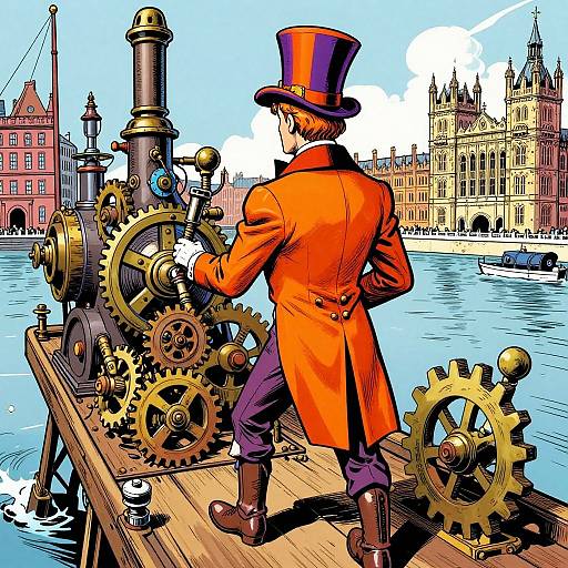 Steampunk Inventor in Vibrant Victorian London