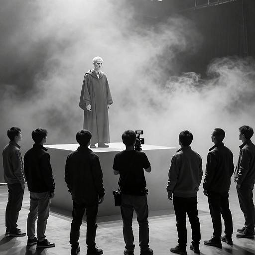 Dramatic Studio Scene in Black and White