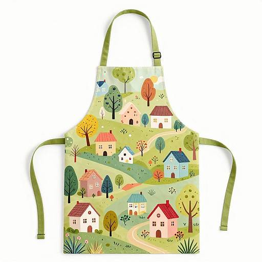 Whimsical Village Apron Design