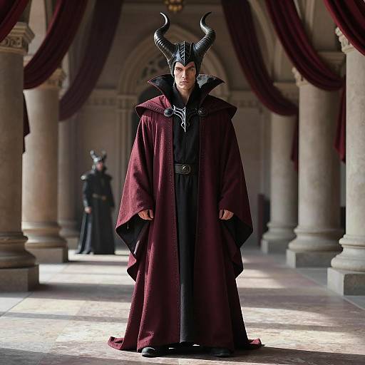Dark Fantasy Male in Maroon Robe Costume