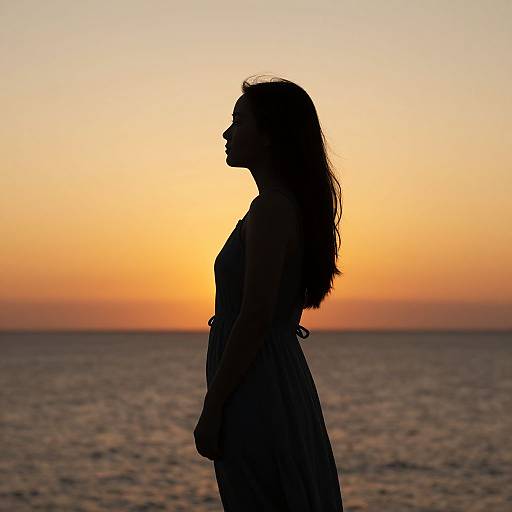 Twilight Woman by the Sea