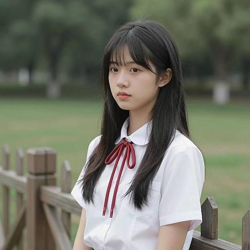 Portrait of a Young Asian Woman Outdoors