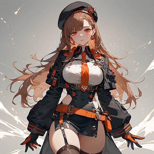 Anime Style Sci-Fi Girl with Orange Eyes