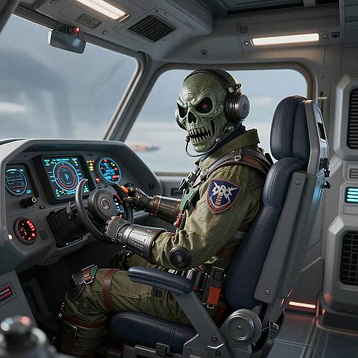 Futuristic Pilot in a Scary Spaceship