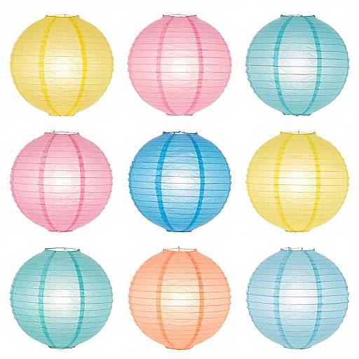 Colorful Pastel Paper Lantern Grid