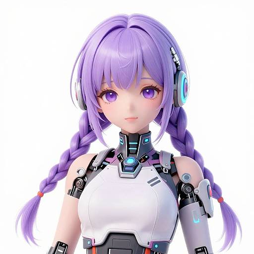 Futuristic Cyborg Anime Girl Portrait