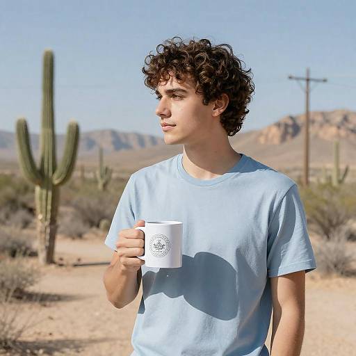 Young Man in Desert Landscape Portrait