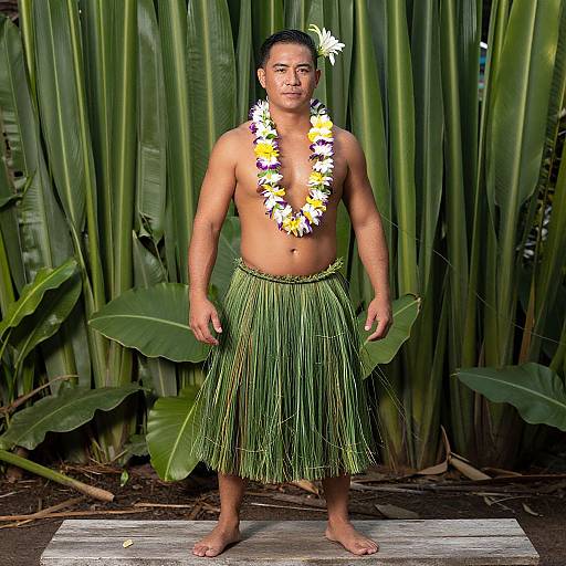 Man in Traditional Hula Costume