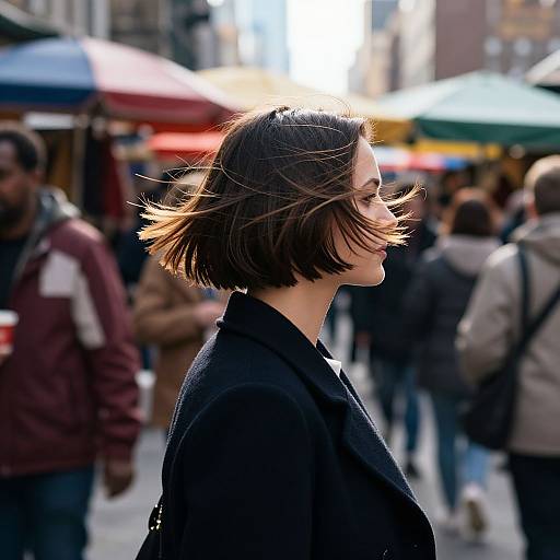 Slicked-Back Bob in Busy Market