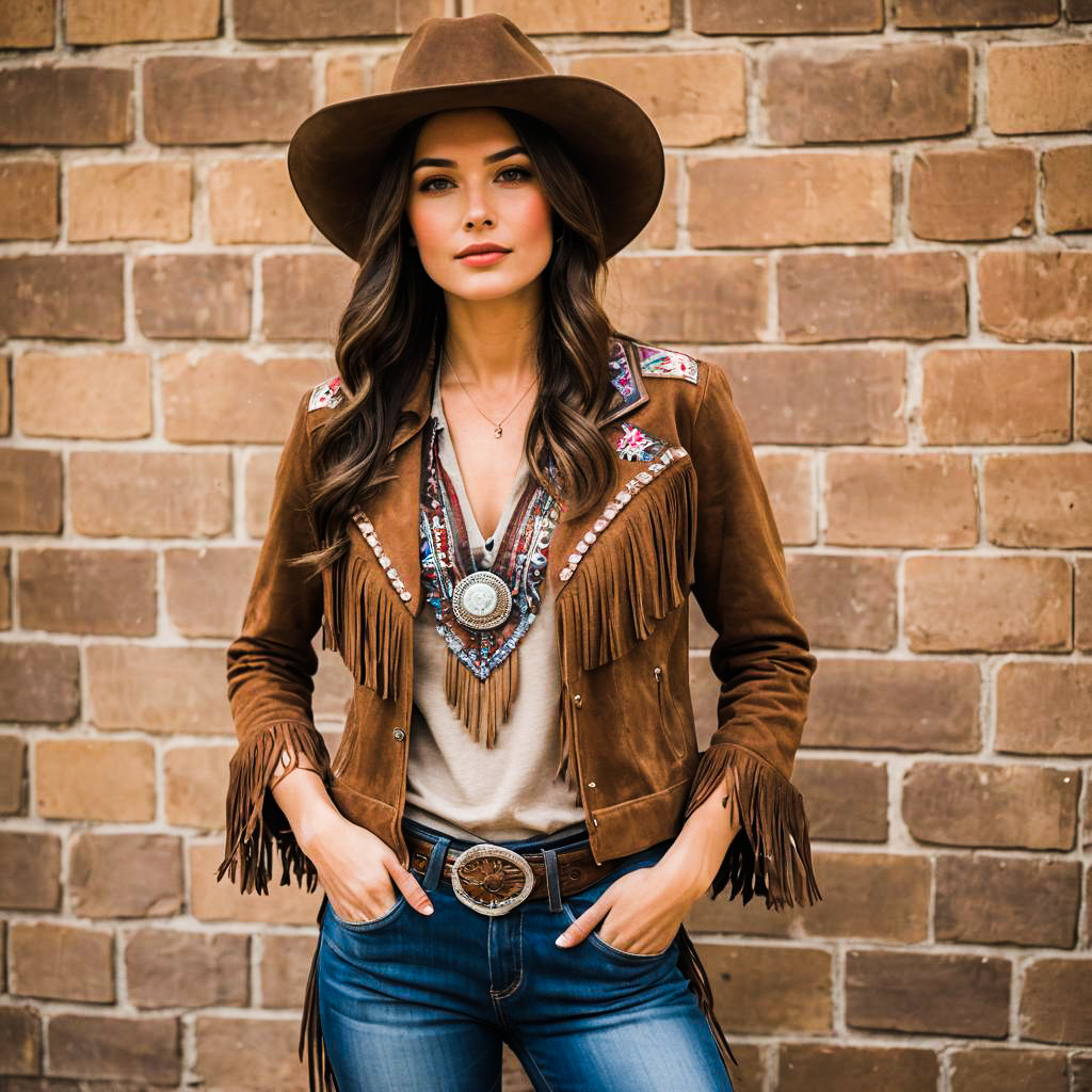 Radiant Cowgirl in Rustic Western Style