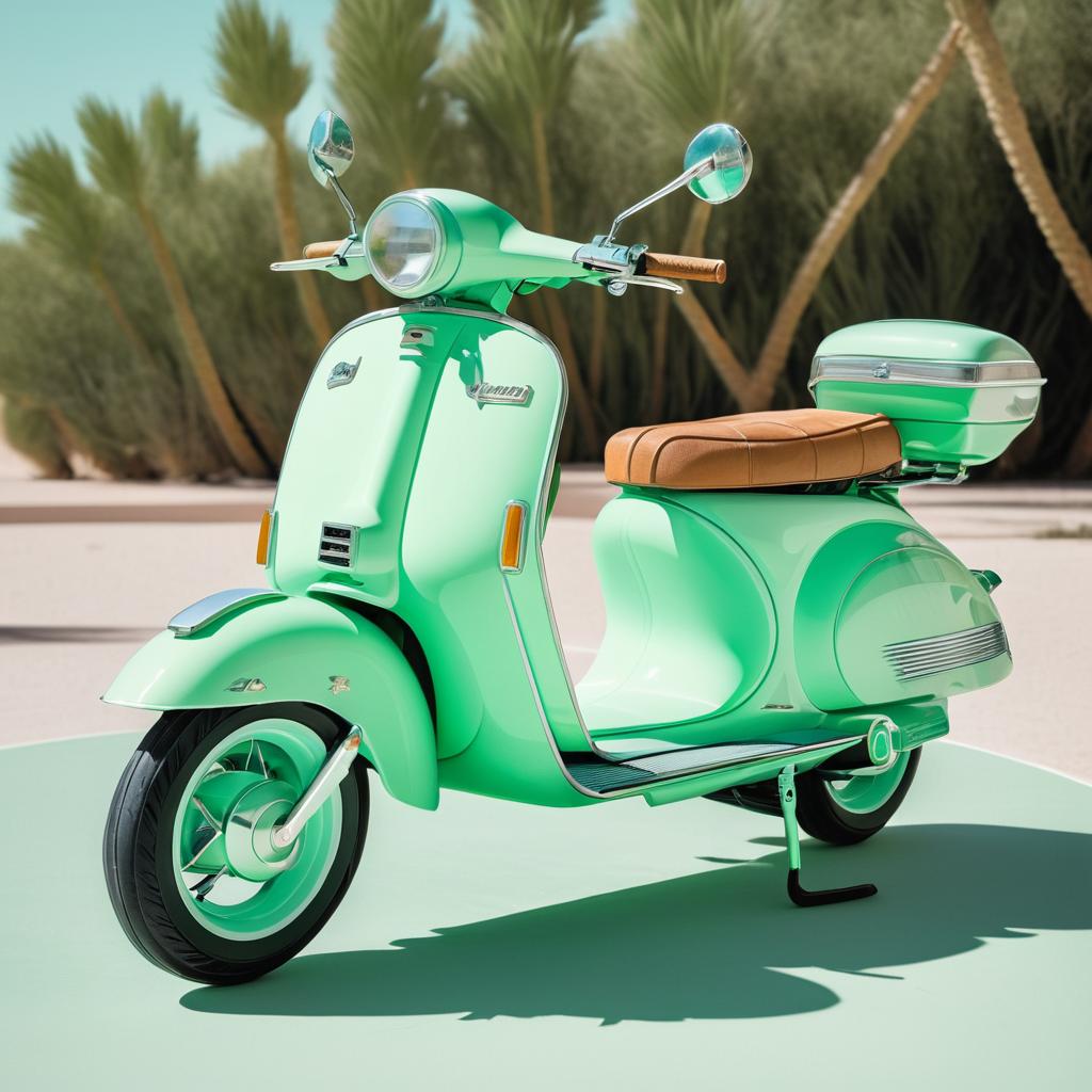 Mint Green Electric Scooter in Retro Style