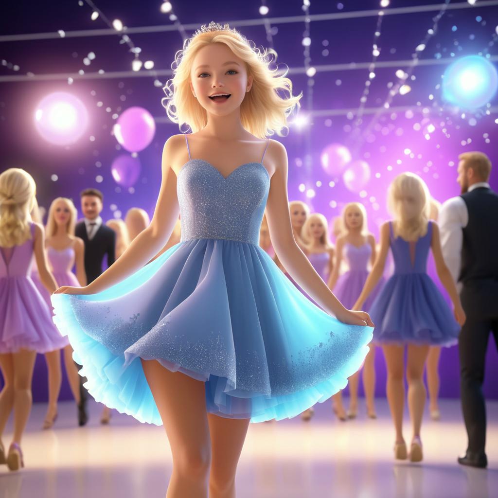 Cinematic Animated Girl in Party Dress