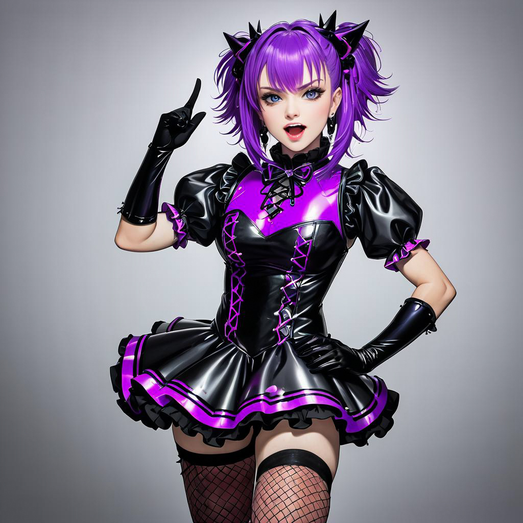 Energetic Cosplayer in Gothic Fashion