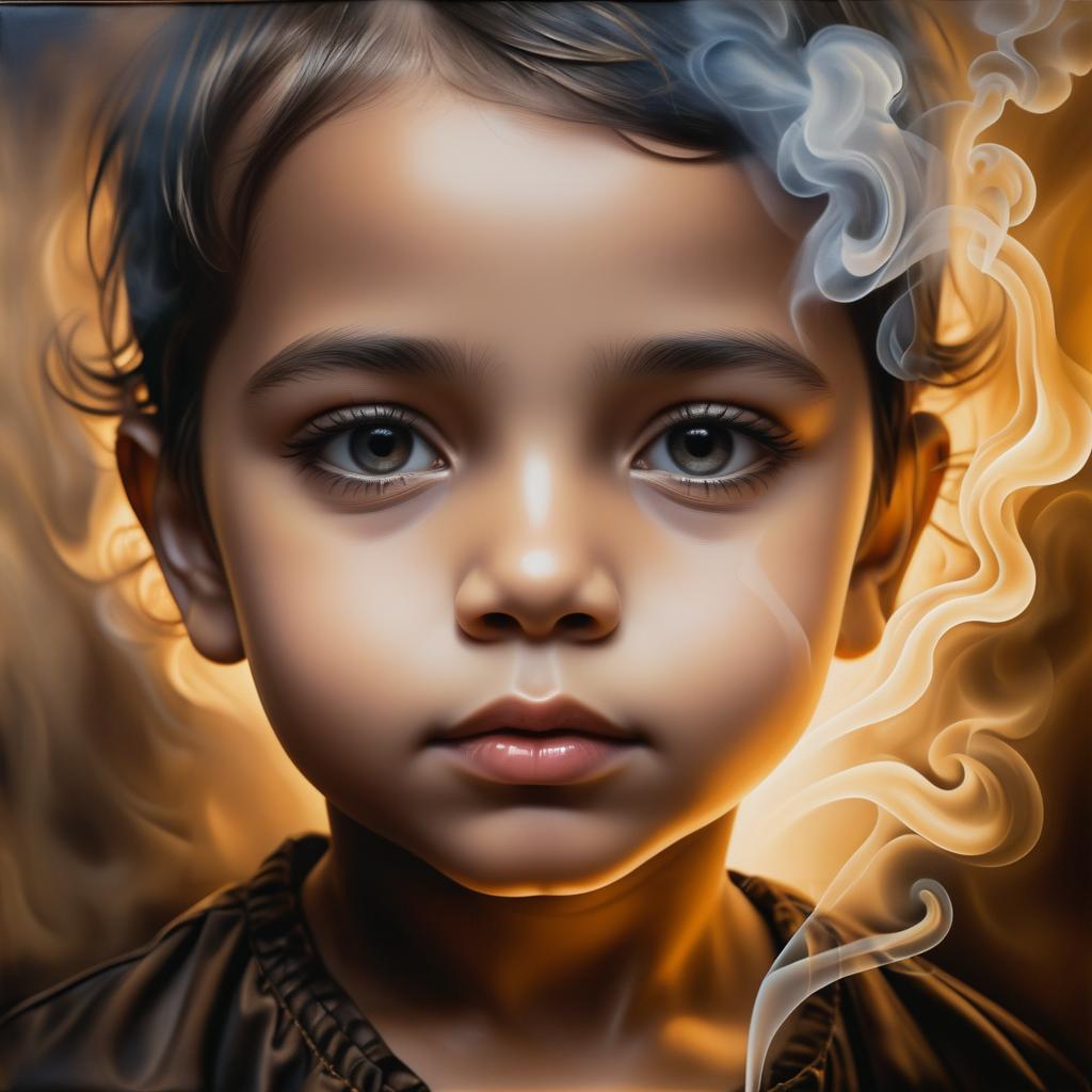 Surreal Smoke Portrait of a Child