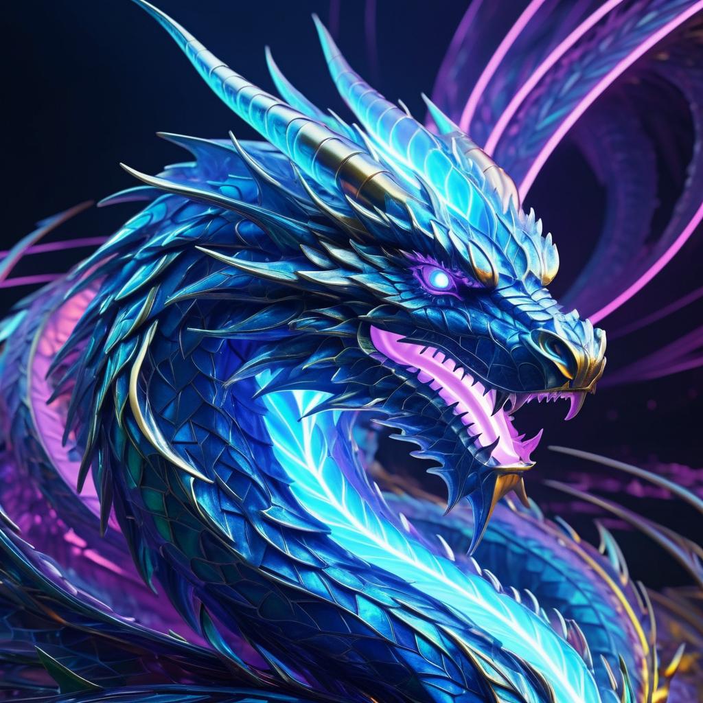 Hyperrealistic Holographic Dragon Artwork