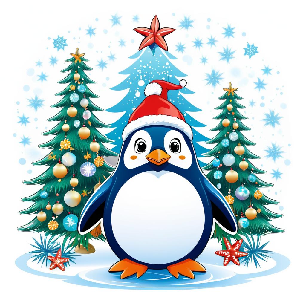 Whimsical Penguin in Festive Attire