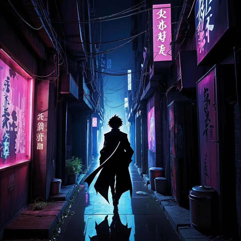 Surreal Encounter in a Neon Alleyway