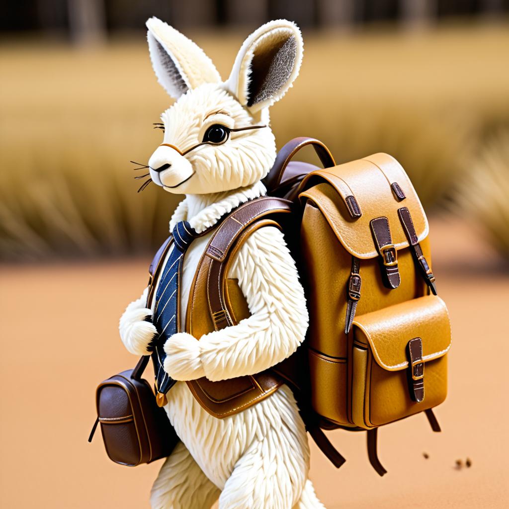 Kangaroo with Backpack and Detailed Fur