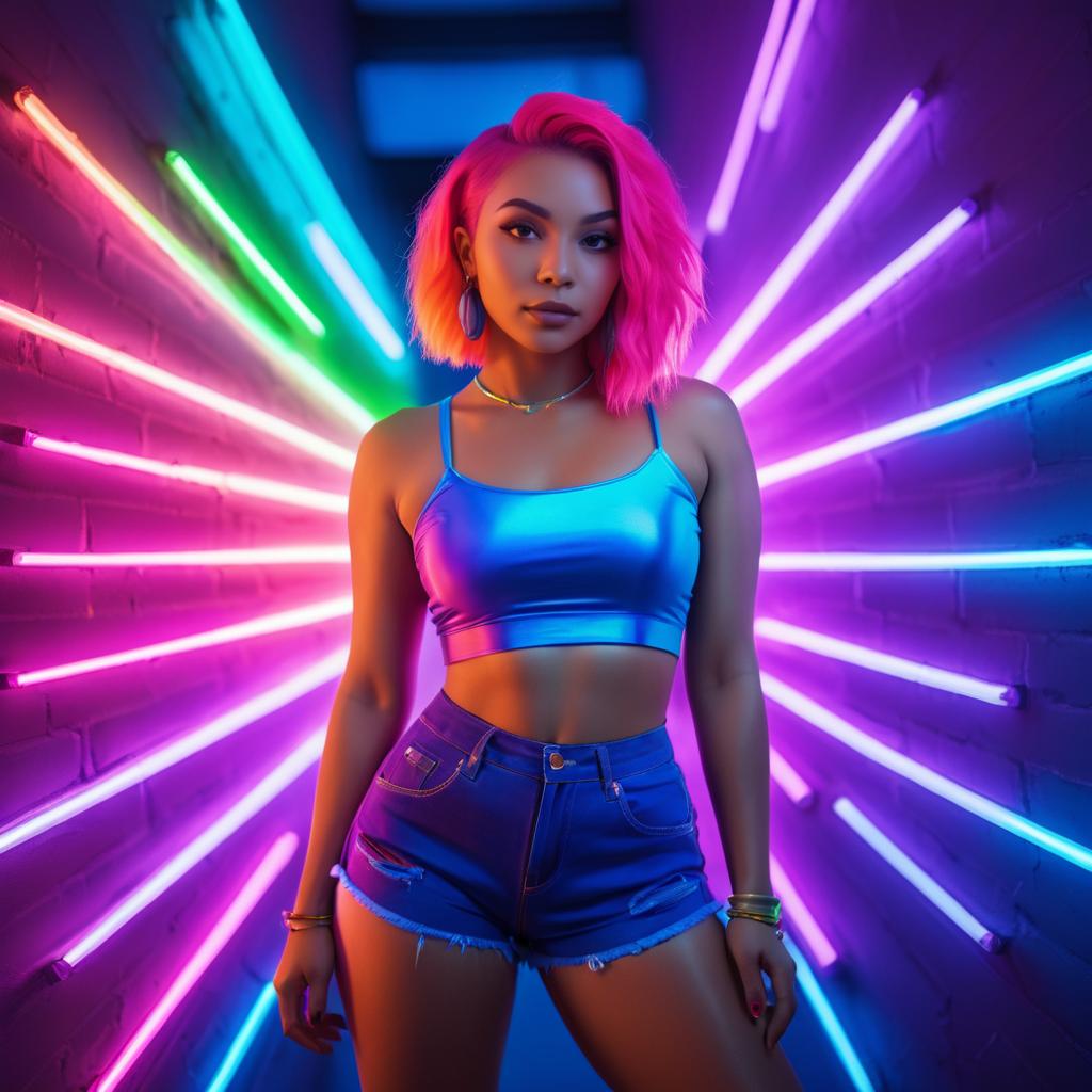 Vibrant Woman with Neon Style