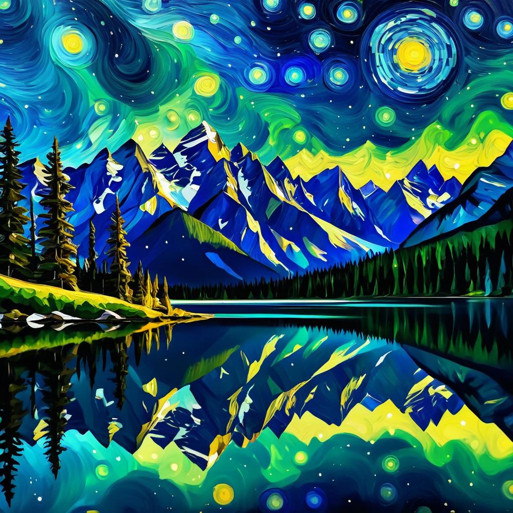 Starry Night Over Canadian Rockies