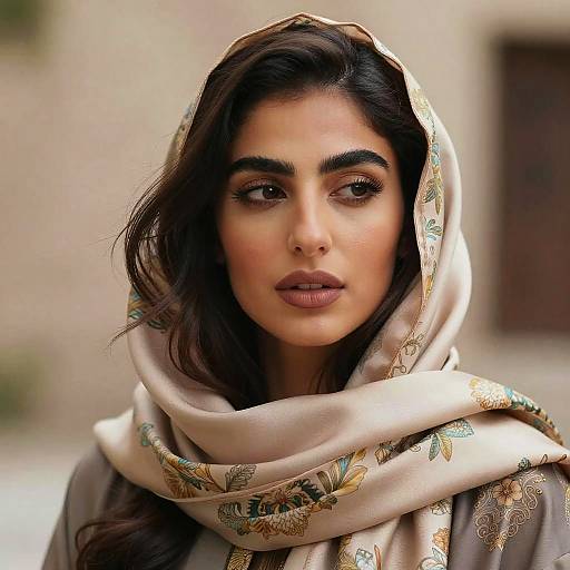 Elegant Arabic Woman with Silk Scarf