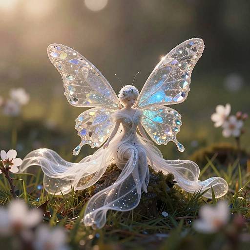 Iridescent Crystal Fairy in Meadow