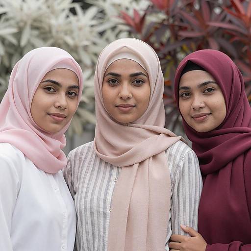 Three Women in Colorful Hijabs
