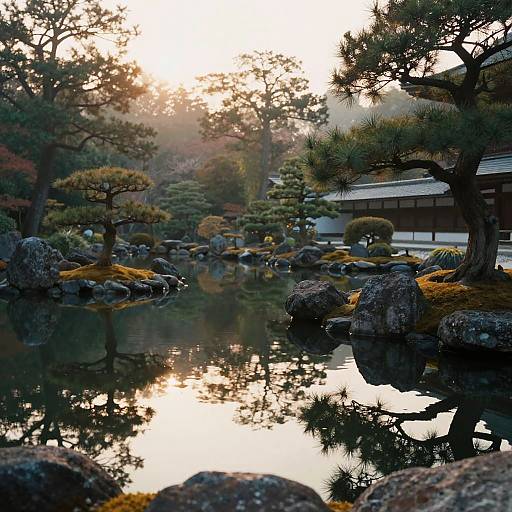 Serene Zen Stone Garden at Dawn