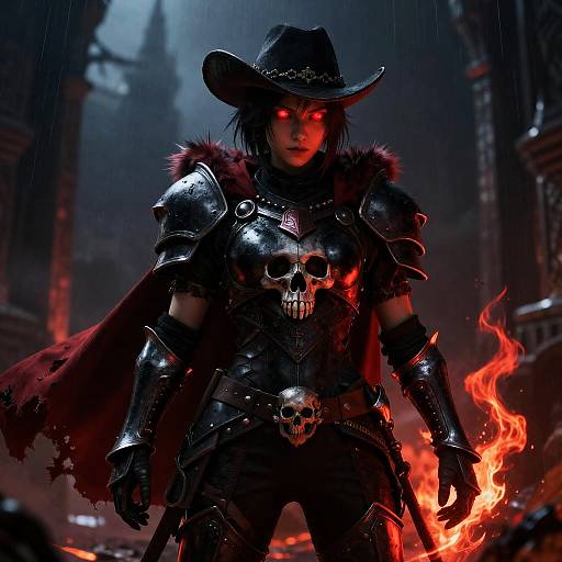 Glowing-Eyed Warrior in Black Armor