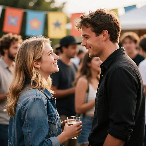 Smiling Couple at Outdoor Party