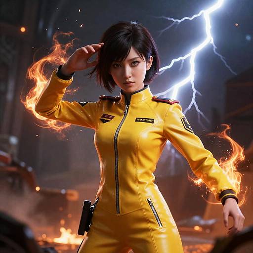 Photorealistic Gothic Lightning Woman Portrait