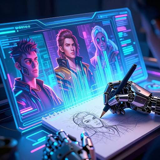 Futuristic Cyberpunk Digital Art Interface